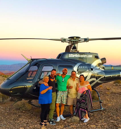 Tour includes extended above and below the rim Canyon Canyon helicopter flight with exclusive landing at the Valley of Fire State Park including champagne toast