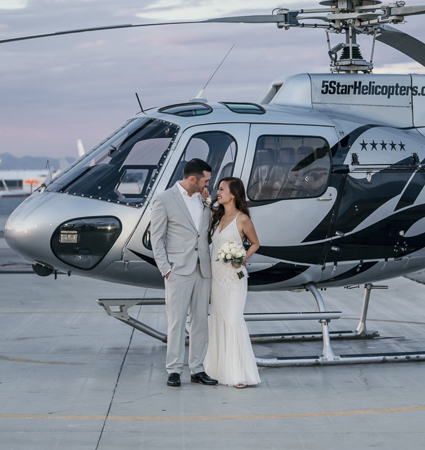 Book your Las Vegas helicopter wedding ceremony with a private flight over the Strip, wedding flowers, luxury transfers, and professional photos included in this unforgettable all-in-one elopement and ceremony experience with your own dedicated Wedding Coordinator